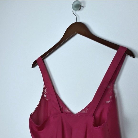 Val Mode Lingerie Pink Fusia Slip Vintage EUC - Picture 6 of 9